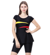 LACTRA U-BACK SWIMDRESS SLEEVE WITH CONTRAST SIDE PANEL, KNEE  LEG