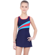 LACTRA U BACK SWIMDRESS CONTRAST PANEL WITH BOYLEG - NAVY