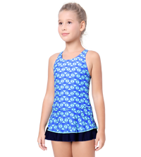 LACTRA RACER BACK SWIMDRESS ALL OVER PRINTED WITH BOYLEG