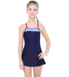 LACTRA SPAGHETTI CROSS BACK SWIMDRESS WITH BOYLEG - NAVY