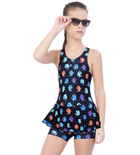 LACTRA RACER BACK SWIMDRESS ALL OVER PRINTED WITH BOYLEG
