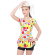 LACTRA ALL OVER PRINTED U BACK SWIMDRESS SLEEVE WITH BOYLEG - PRINTED
