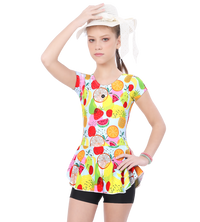 LACTRA ALL OVER PRINTED U BACK SWIMDRESS SLEEVE WITH BOYLEG
