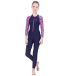 LACTRA FRONT ZIP FULL BODYSUIT WITH PRINTED SLEEVE - NAVY - NAVY