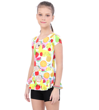 LACTRA ALL OVER PRINTED U BACK SWIMDRESS SLEEVE WITH BOYLEG