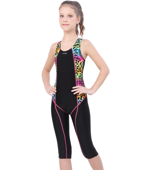 LACTRA RACER BACK KNEE LEG SUIT WITH PRINTED PANEL