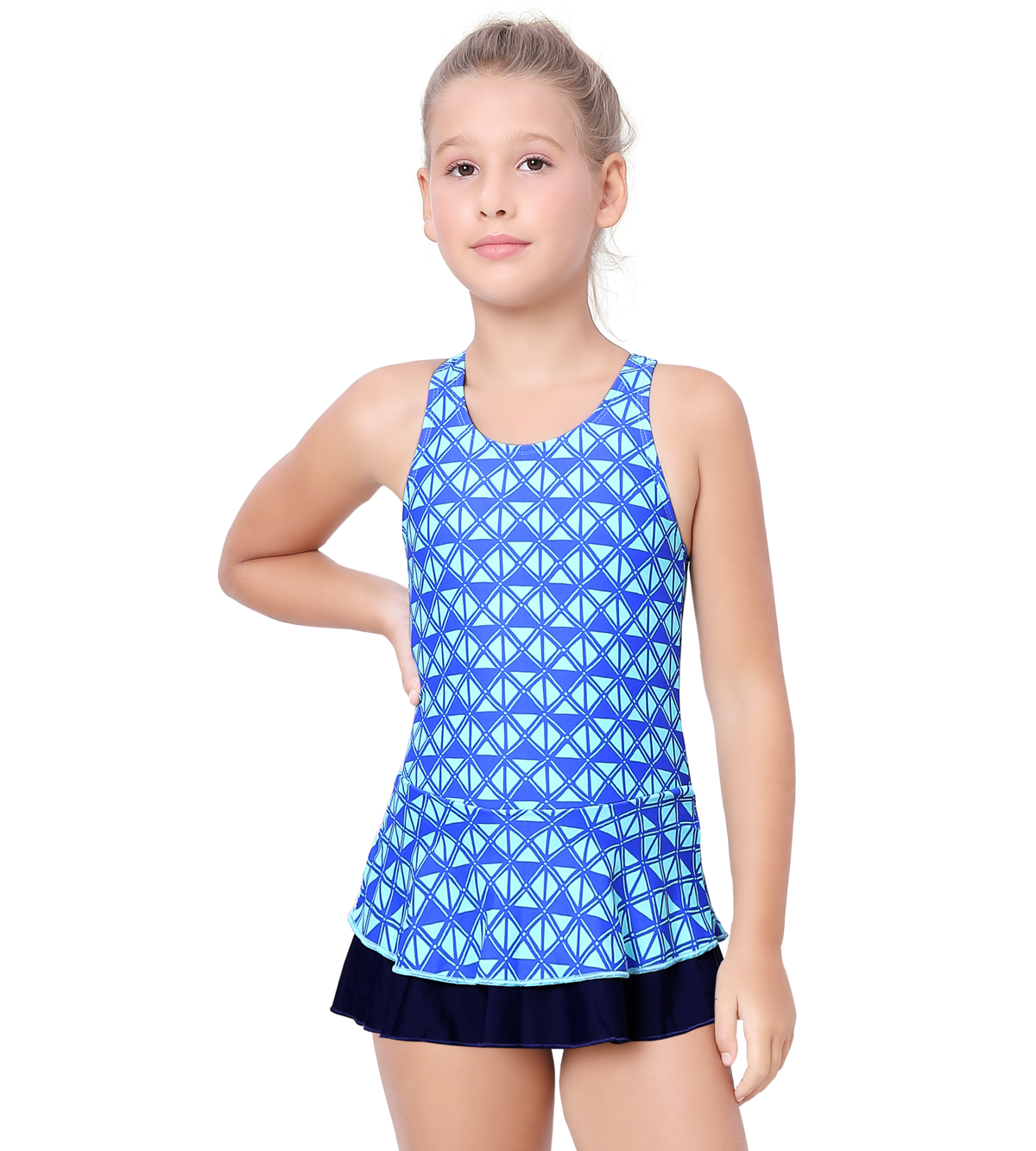 LACTRA RACER BACK SWIMDRESS ALL OVER PRINTED WITH BOYLEG