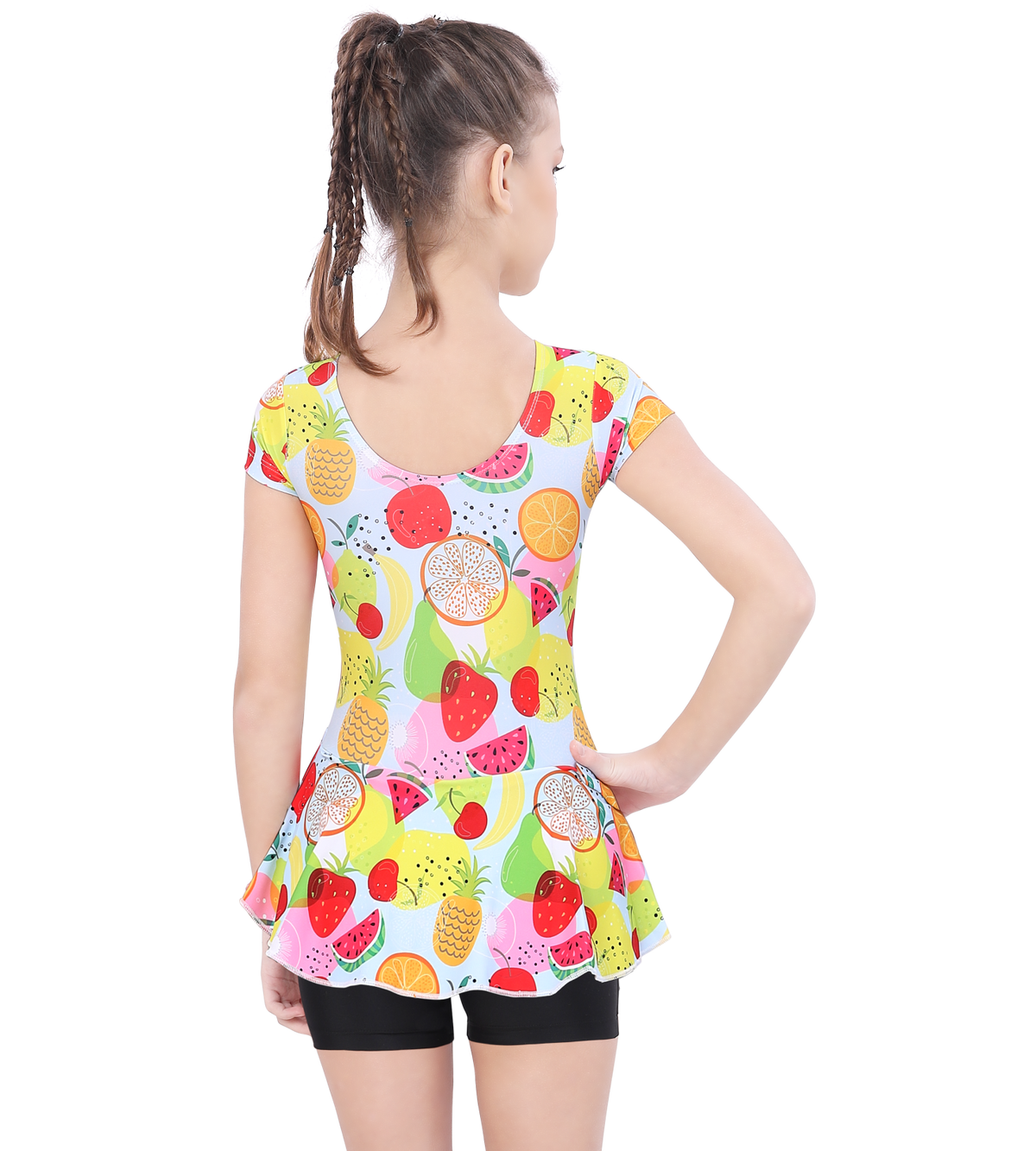 LACTRA ALL OVER PRINTED U BACK SWIMDRESS SLEEVE WITH BOYLEG