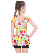 LACTRA ALL OVER PRINTED U BACK SWIMDRESS SLEEVE WITH BOYLEG