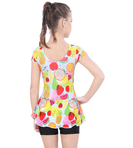LACTRA ALL OVER PRINTED U BACK SWIMDRESS SLEEVE WITH BOYLEG