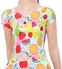 LACTRA ALL OVER PRINTED U BACK SWIMDRESS SLEEVE WITH BOYLEG