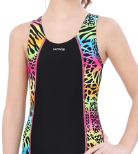 LACTRA RACER BACK KNEE LEG SUIT WITH PRINTED PANEL