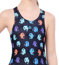 LACTRA RACER BACK SWIMDRESS ALL OVER PRINTED WITH BOYLEG