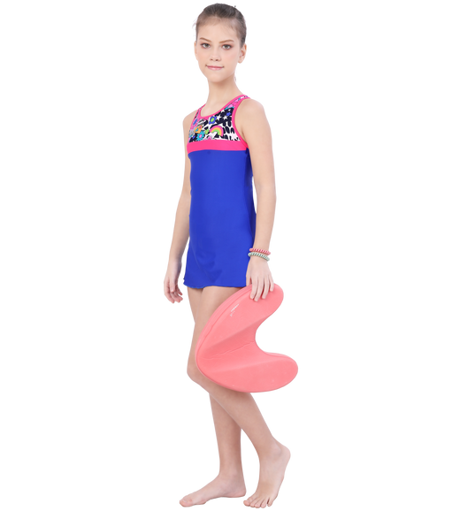 LACTRA RACER BACK SWIMDRESS PRINTED PANEL WITH BOYLEG