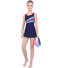LACTRA U BACK SWIMDRESS CONTRAST PANEL WITH BOYLEG