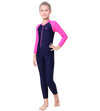 LACTRA FRONT ZIP FLL BODYSUIT WITH CONTRAST SLEEVE - NAVY