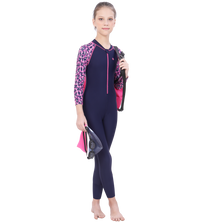 LACTRA FRONT ZIP FULL BODYSUIT WITH PRINTED SLEEVE - NAVY