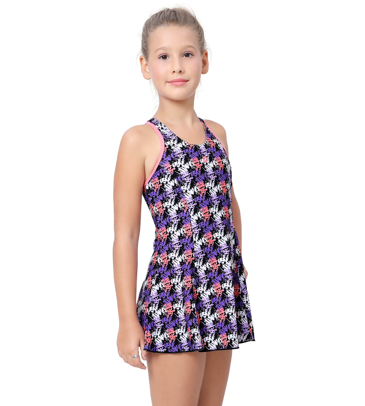LACTRA RACER BACK SWIMDRESS ALL OVER PRINTED WITH BOYLEG