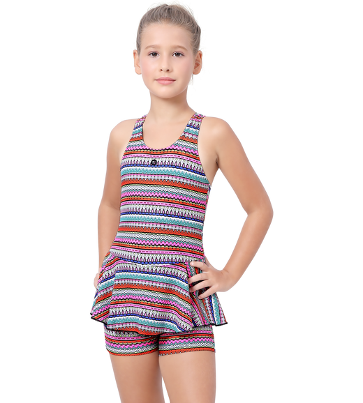 LACTRA RACER BACK SWIMDRESS ALL OVER PRINTED WITH BOYLEG
