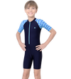 LACTRA SWIMDRESS FRONT ZIP AND PRINTED HALF SLEEVE - NAVY