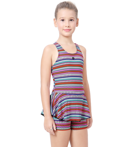 LACTRA RACER BACK SWIMDRESS ALL OVER PRINTED WITH BOYLEG