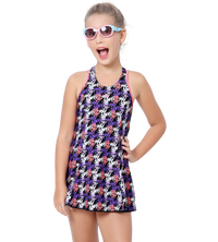 LACTRA RACER BACK SWIMDRESS ALL OVER PRINTED WITH BOYLEG