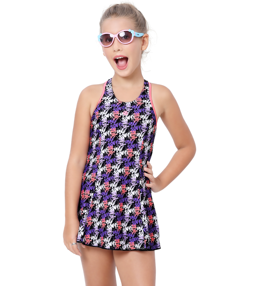 LACTRA RACER BACK SWIMDRESS ALL OVER PRINTED WITH BOYLEG