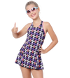 LACTRA RACER BACK SWIMDRESS ALL OVER PRINTED WITH BOYLEG - PRINTED