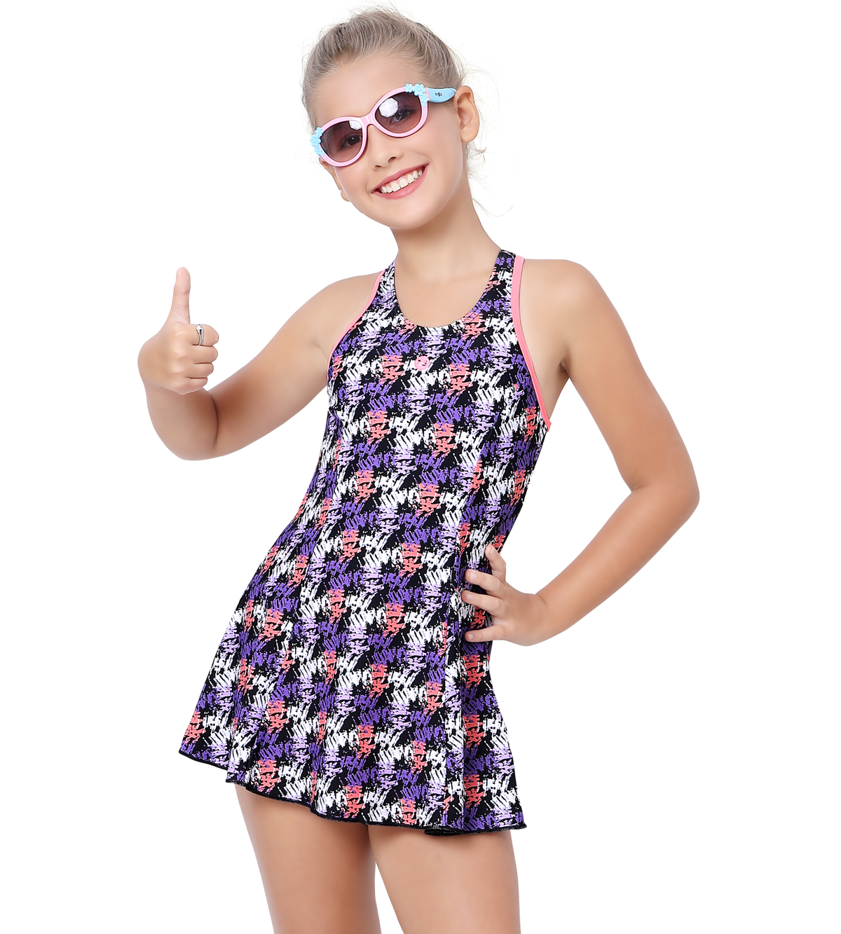 LACTRA RACER BACK SWIMDRESS ALL OVER PRINTED WITH BOYLEG