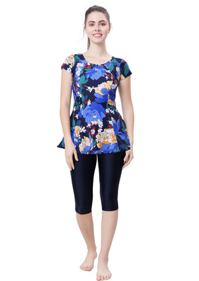 2 PIECE SWIMDRESS (SLEEVE WITH CONTRAST KNEE LEG)