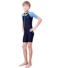 LACTRA SWIMDRESS FRONT ZIP AND PRINTED HALF SLEEVE