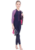 FRONT ZIP FULL BODYSUIT WITH PRINTED SLEEVE