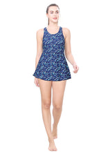 Load image into Gallery viewer, CROSS - BACK SWIMDRESS (ALL OVER PRINTED WITH BOYLEG)