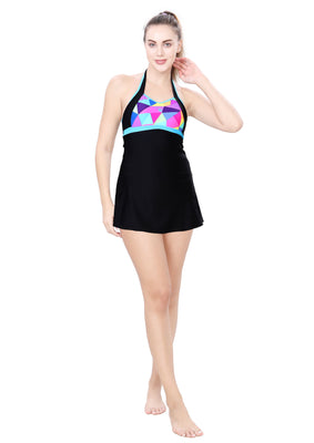 PRINTED ONE PIECE ( HALTER NECK WITH BOYLEG)