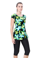 Load image into Gallery viewer, U-BACK SWIMDRESS (SLEEVE WITH CONTRAST KNEE LEG)