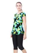 Load image into Gallery viewer, U-BACK SWIMDRESS (SLEEVE WITH CONTRAST KNEE LEG)