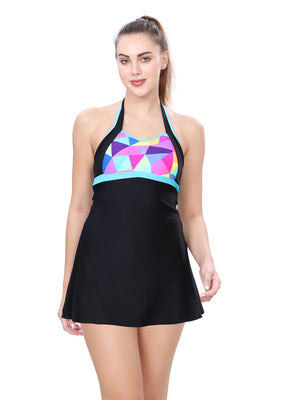 PRINTED ONE PIECE ( HALTER NECK WITH BOYLEG)