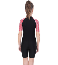 LACTRA SWIMDRESS FRONT ZIP AND PRINTED HALF SLEEVE