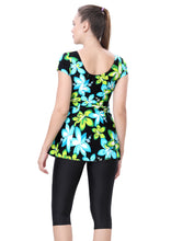Load image into Gallery viewer, U-BACK SWIMDRESS (SLEEVE WITH CONTRAST KNEE LEG)