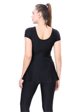 Load image into Gallery viewer, U-BACK SWIMDRESS SLEEVE WITH CONTRAST SIDE PANEL, KNEE  LEG