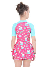 Load image into Gallery viewer, Close Back Printed swimdress ( contrast Slive and front zip )