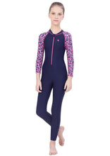Load image into Gallery viewer, FRONT ZIP FULL BODYSUIT WITH PRINTED SLEEVE