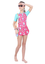 Load image into Gallery viewer, Close Back Printed swimdress ( contrast Slive and front zip )