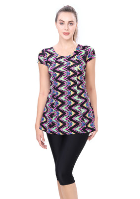 U-BACK SWIMDRESS (SLEEVE WITH CONTRAST KNEE LEG)