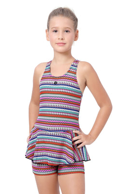 RECER-BACK SWIMDRESS ALL OVER PRINTED WITH BOYLEG