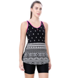U-BACK SWIMDRESS PRITED PANEL WITH BOYLEG