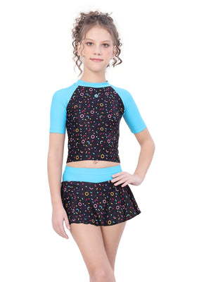 CLOSE BACK TOP AND SKIRT PRINTED SWIMDRESS.