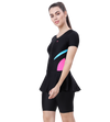 LACTRA UPPER KNEE LEG SUIT FRONT ZIP WITH CONTRAST SIDE PANEL