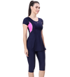 LACTRA U-BACK SWIMDRESS SLEEVE WITH CONTRAST SIDE PANEL, KNEE  LEG