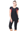 LACTRA U-BACK SWIMDRESS SLEEVE WITH CONTRAST SIDE PANEL, KNEE  LEG